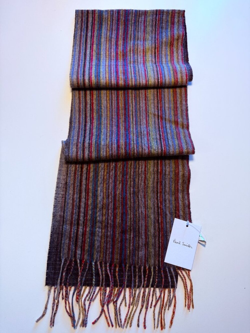 Paul Smith Autentic Signature Multicolor Striped Scarf 100% Cashmere Unisex NWT